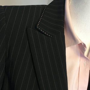 CLASSIC CHARCOAL BLAZER w/PASTEL PINK ACCENTS